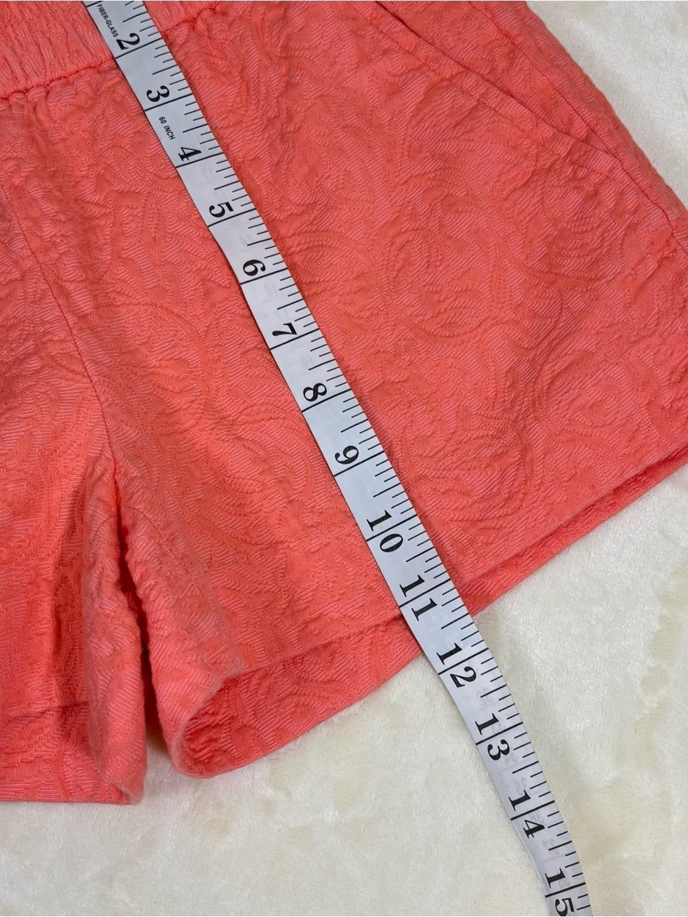 J. Crew Women’s Floral Jacquard Pull On Coral Textured Shorts Size 00